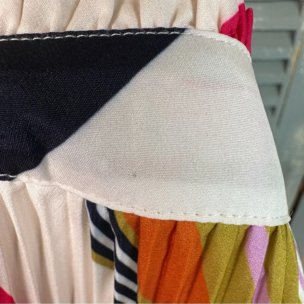 Pleated Chevron Midi Skirt in Multicolor Stripe - Picture 14 of 14